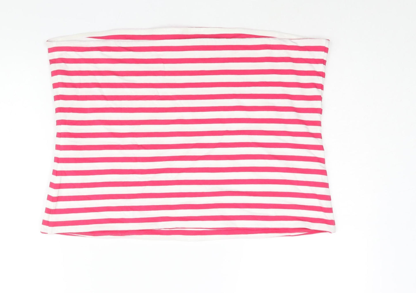 Marks and Spencer Womens Pink Striped Cotton Basic Blouse Size XL Square Neck - Bandeau