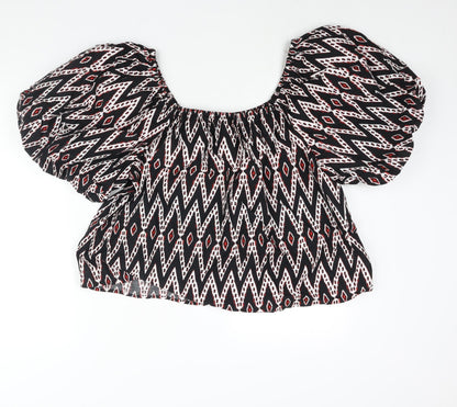 Marks & Spencer Womens Multicoloured Geometric Polyester Basic Blouse Size 20 Round Neck - Rouched