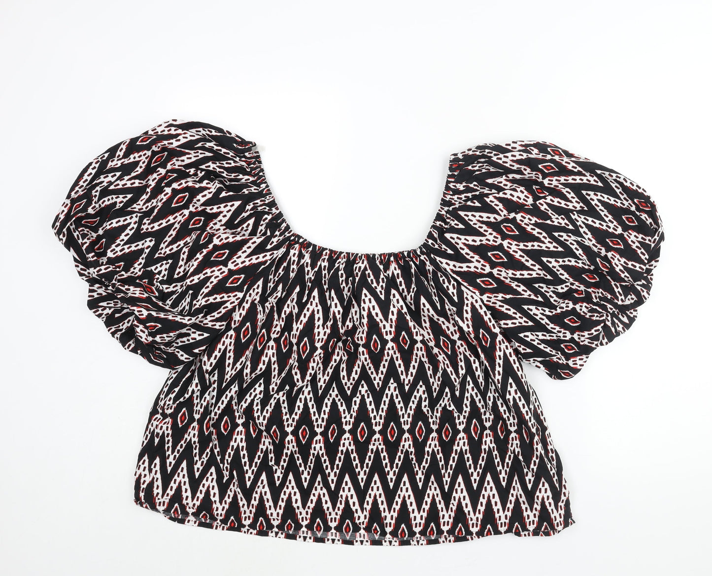 Marks and Spencer Womens Multicoloured Geometric Polyester Basic Blouse Size 20 Round Neck - Rouched