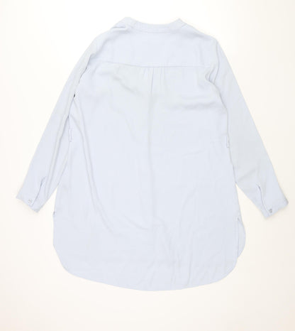 Back view of Autograph women’s blue polyester shift, size UK 14, v-neck button