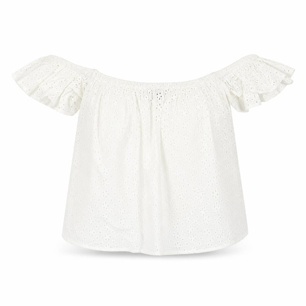 ASOS Womens White Cotton Basic Blouse Size 10 Off the Shoulder