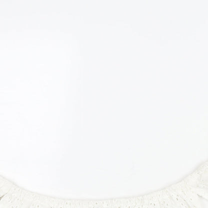 Close-up detail of ASOS women’s white cotton basic blouse, size UK 10, off the shoulder