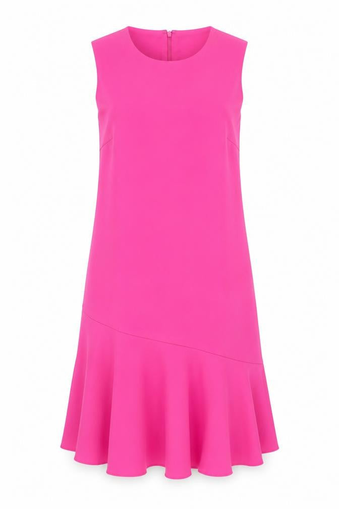 Warehouse Womens Pink Polyester Shift Size 10 Round Neck Zip - Frill