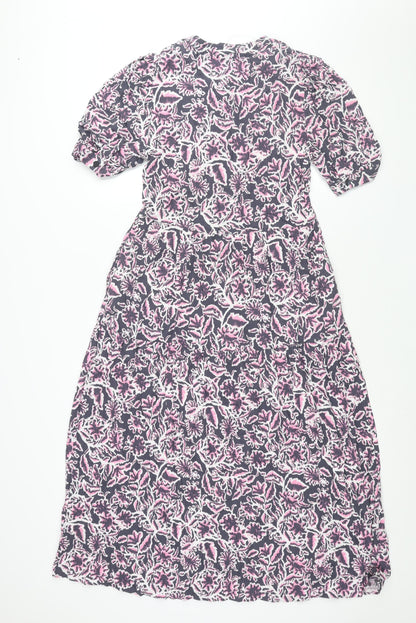 Marks & Spencer Womens Multicoloured Geometric Viscose Shift Size 6 Round Neck Button