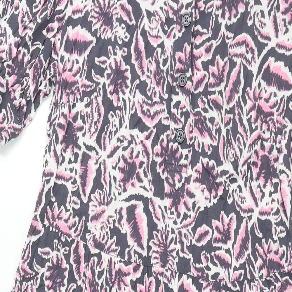 Marks and Womens Multicoloured Geometric Viscose Shift Size 6 Round Neck Button