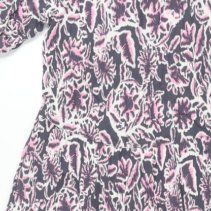 Marks & Spencer Womens Multicoloured Geometric Viscose Shift Size 6 Round Neck Button