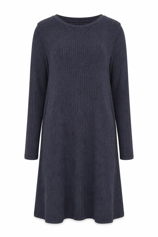 Marks & Spencer Womens Blue Polyester Shift Size 10 Round Neck Pullover - Ribbed