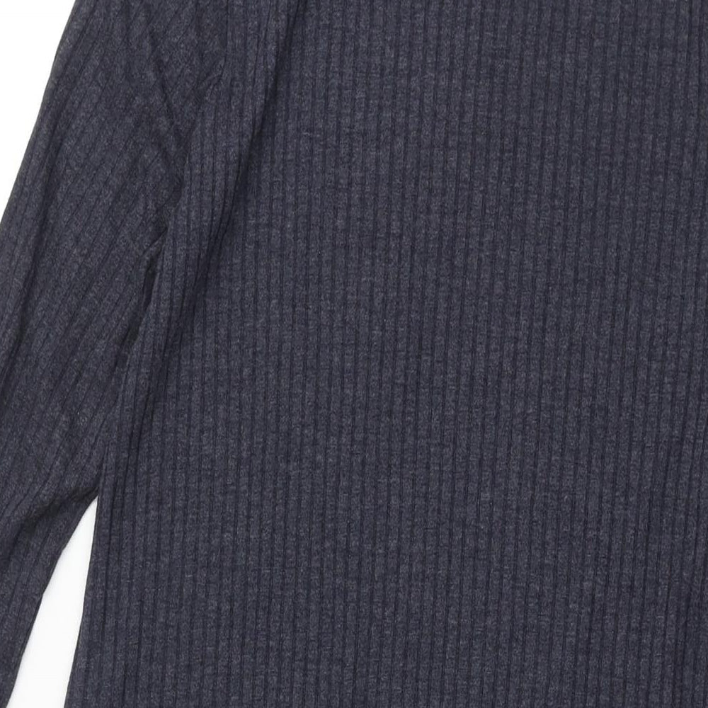 Marks and Spencer Womens Blue Polyester Shift Size 10 Round Neck Pullover - Ribbed