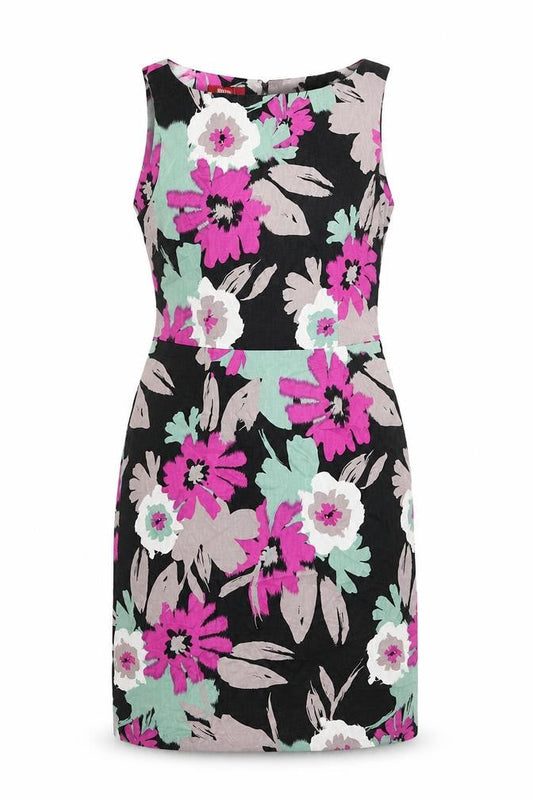 Monsoon Womens Multicoloured Floral Cotton Shift Size 12 Round Neck Zip