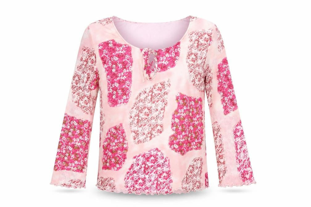 Classics Womens Pink Floral Polyester Basic Blouse Size 12 Scoop Neck - Size 12-14