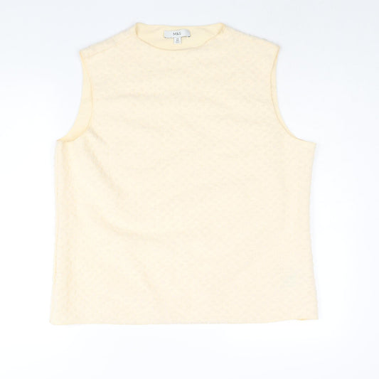 Marks and Spencer Womens Beige Polyester Camisole Blouse Size 24 Round Neck - Textured