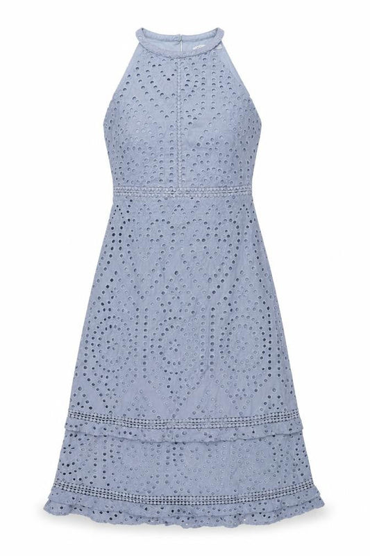Oasis Womens Blue Cotton Shift Size 8 Round Neck Zip - Frill