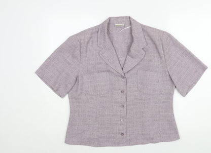 Additional front view of Roman women’s purple polyester basic blouse, size UK 18, collared