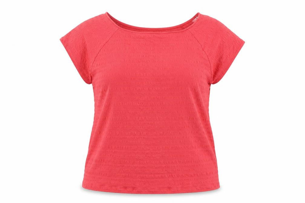 Marks & Spencer Womens Red Cotton Basic Blouse Size 22 Boat Neck - Rouched