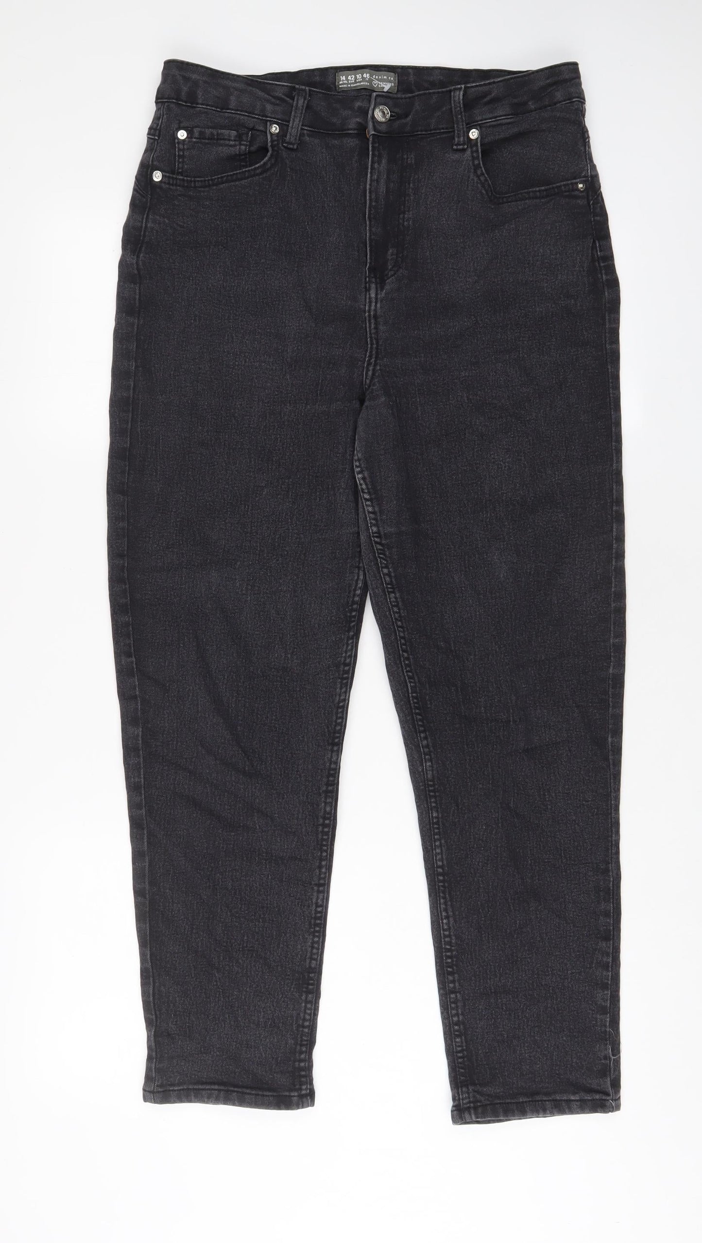 Denim & Co. Womens Grey Cotton Tapered Jeans Size 14 L27 in Regular Zip