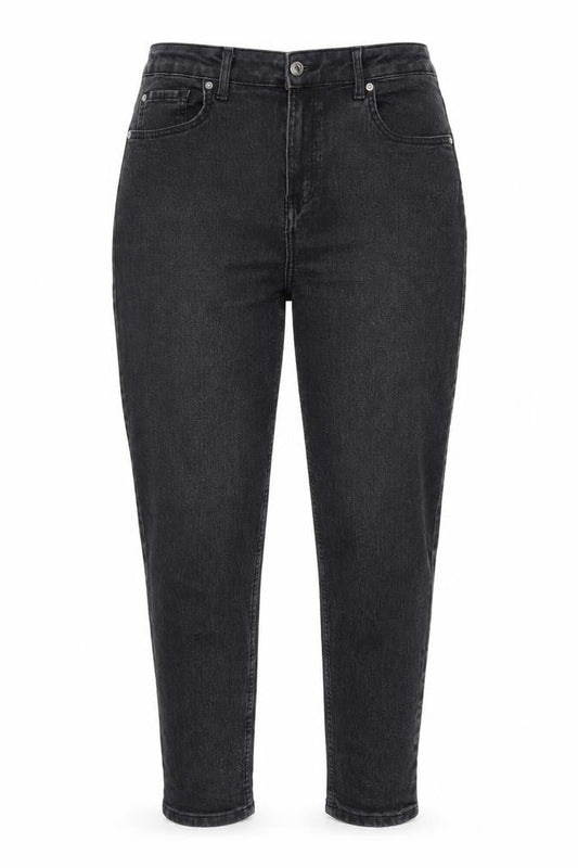 Denim & Co. Womens Grey Cotton Tapered Jeans Size 14 L27 in Regular Zip