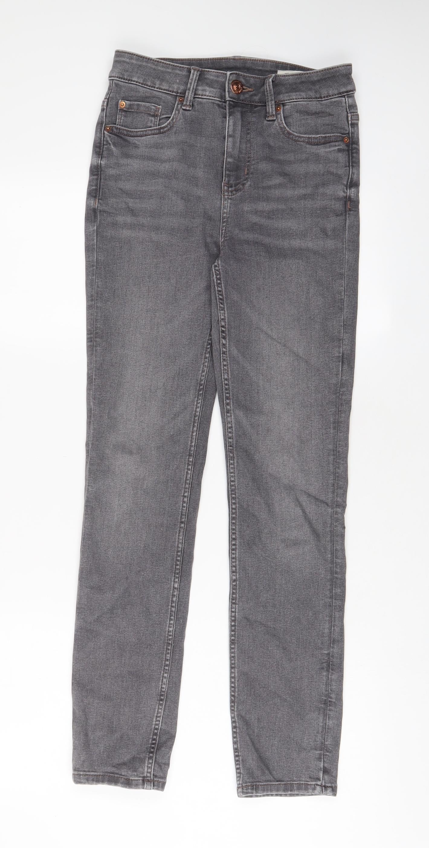 Marks and Spencer Womens Red Cotton Straight Jeans Size 8 L29 in Slim Zip