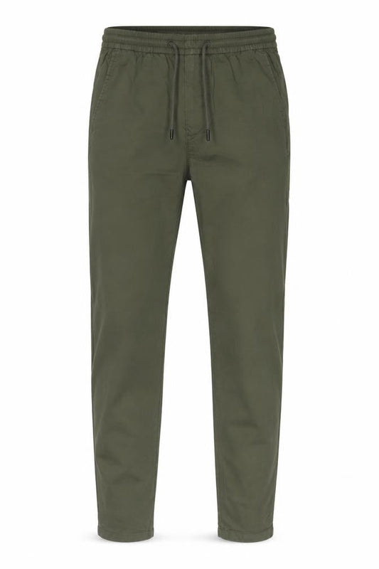 Marks & Spencer Mens Green Cotton Trousers Size S L33 in Regular Drawstring - Long Leg