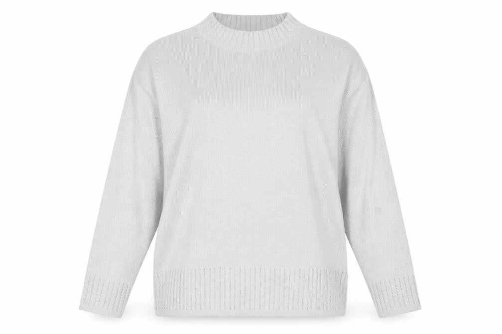 Bonmarché Womens Grey Boat Neck Acrylic Pullover Jumper Size L - Beaded