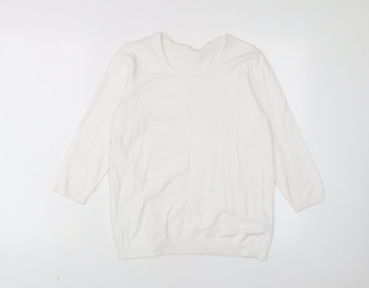BHS Womens White Collared Cotton Pullover Jumper Size 14