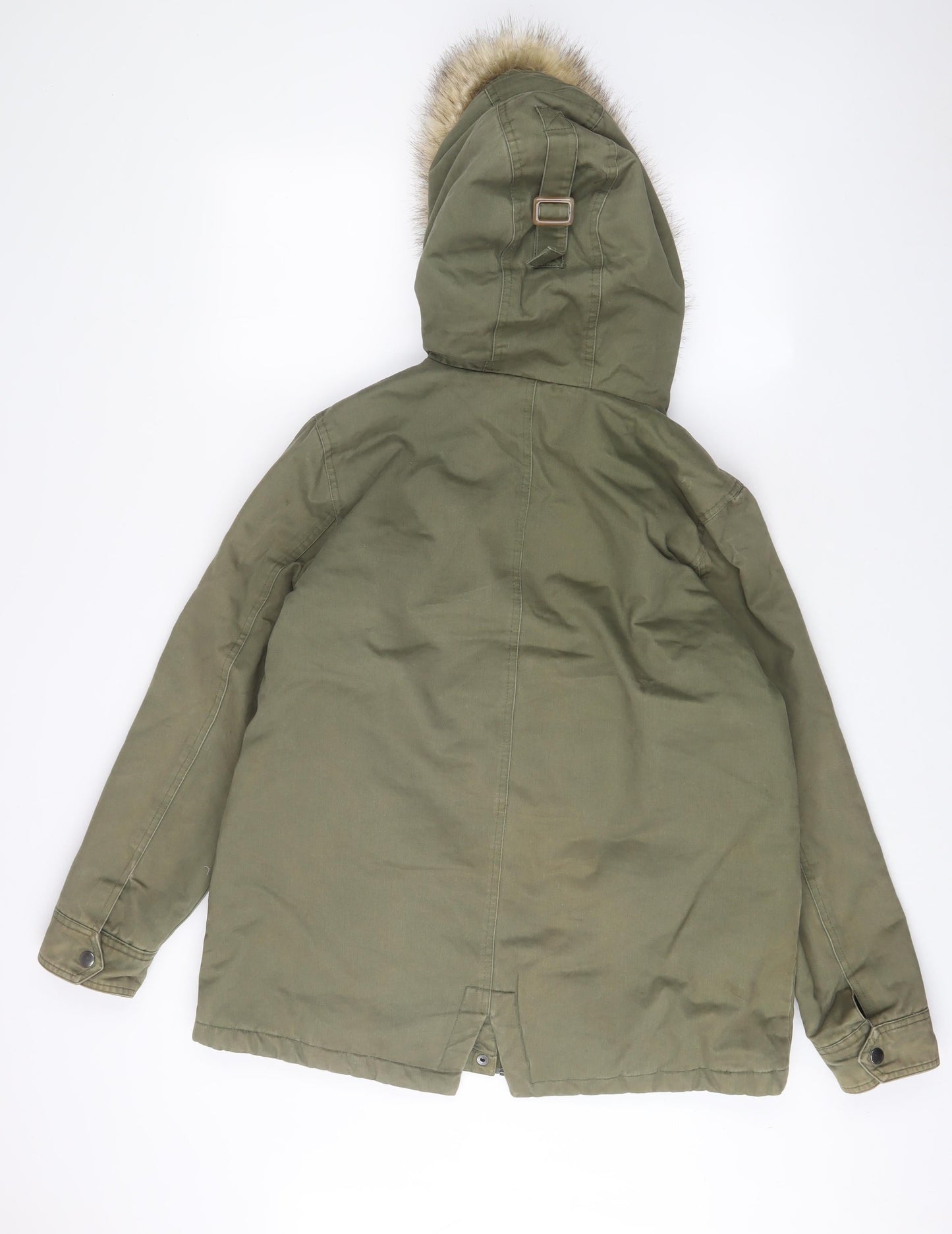 NEXT Womens Green Parka Coat Size 8 Zip - Pockets
