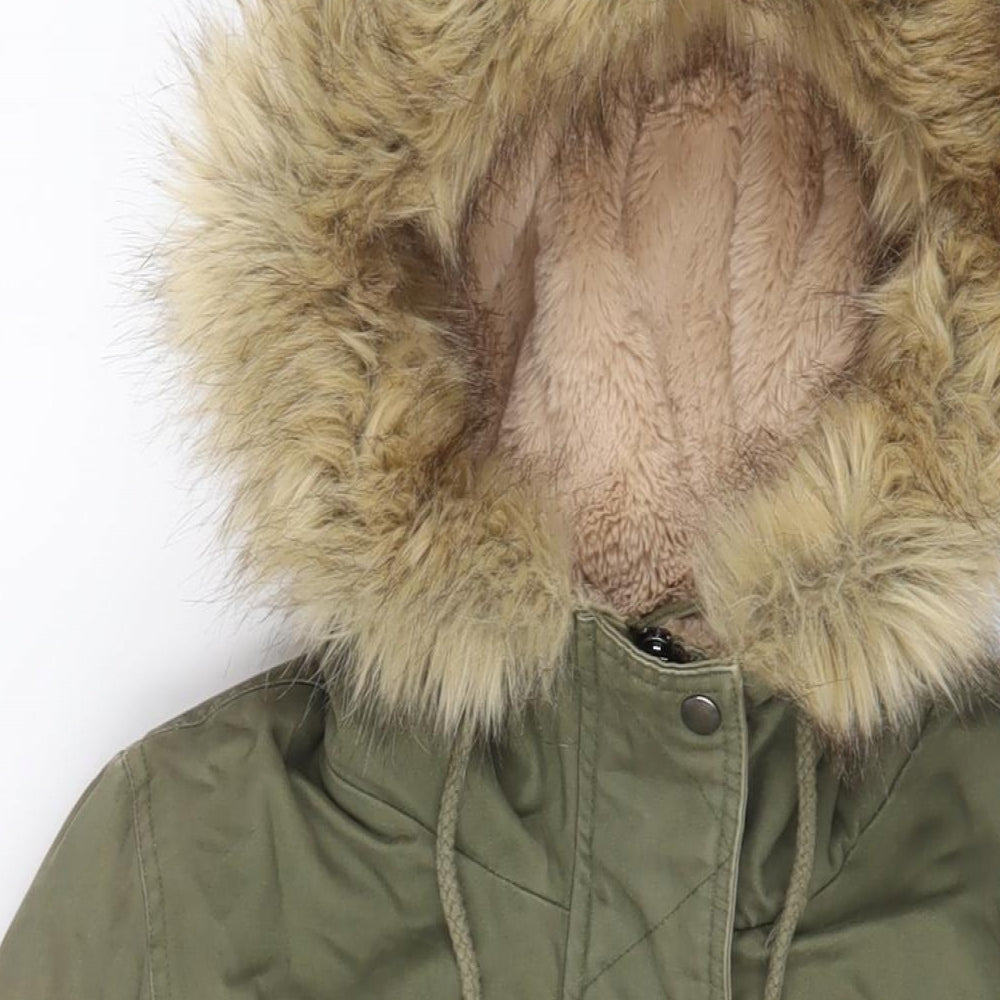 NEXT Womens Green Parka Coat Size 8 Zip - Pockets