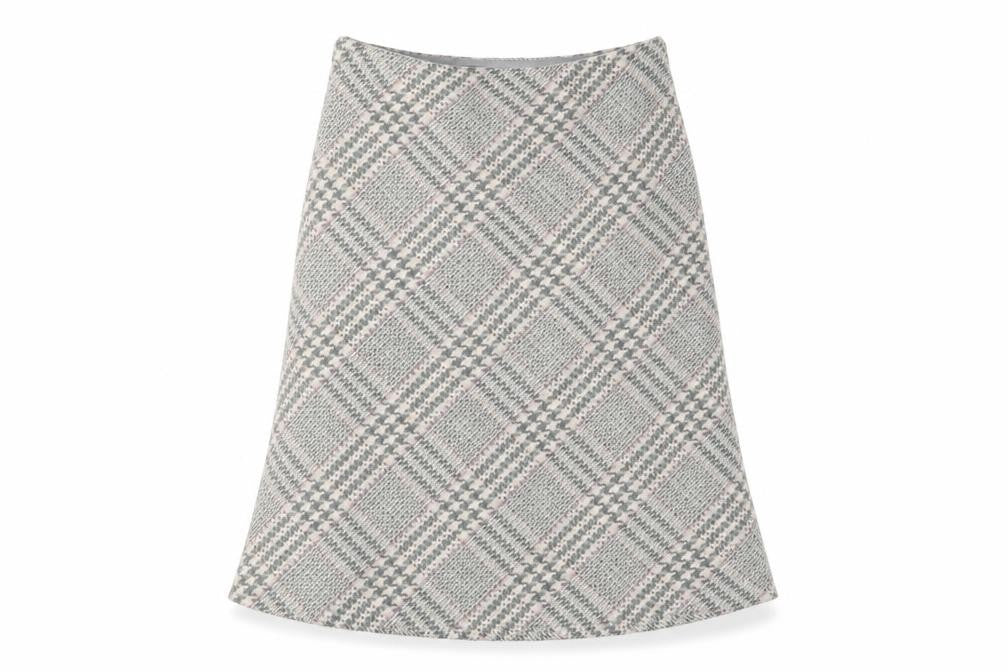 Betty Barclay Womens Grey Plaid Wool A-Line Skirt Size 14 Zip