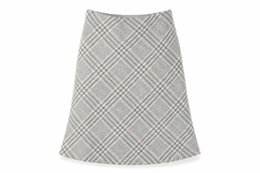 Betty Barclay Womens Grey Plaid Wool A-Line Skirt Size 14 Zip