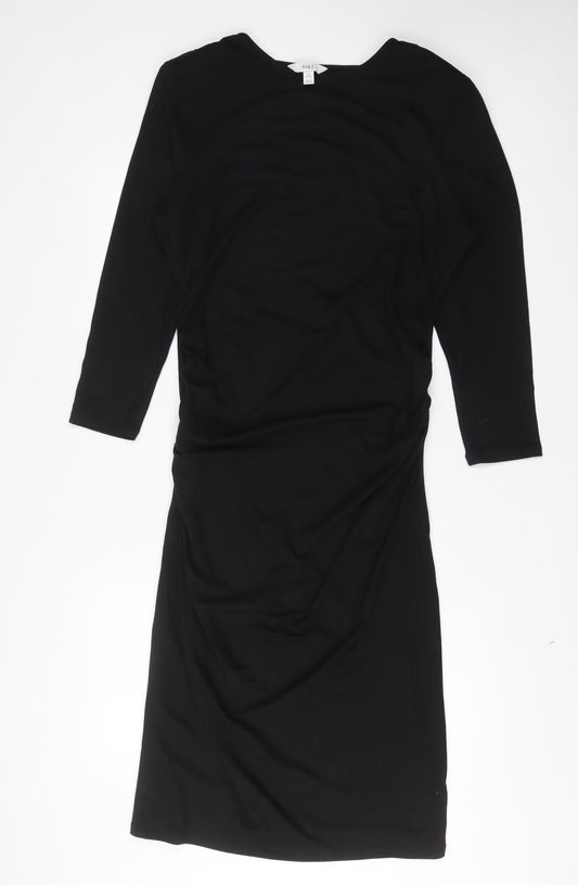 Marks and Spencer Womens Black Polyester A-Line Size 16 Crew Neck Pullover - Petite