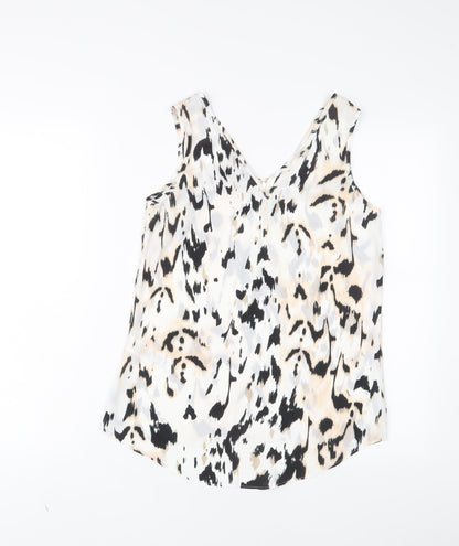 Dorothy Perkins Womens White Geometric Polyester Basic Tank Size 8 Scoop Neck - Zips