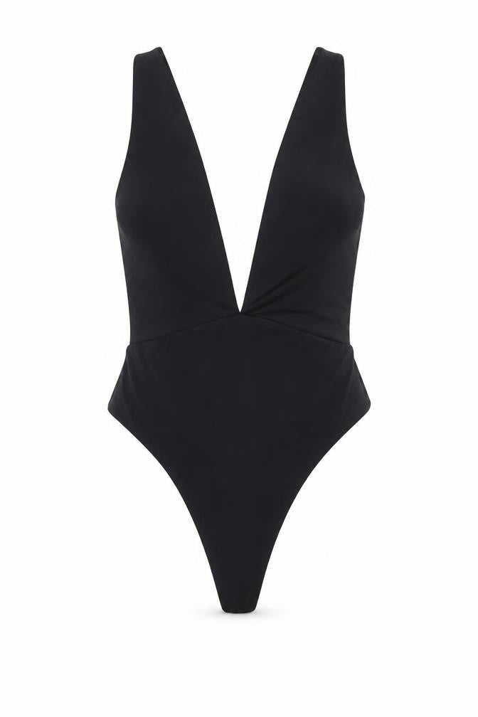 PRETTYLITTLETHING Womens Black Polyester Bodysuit One-Piece Size 8 Snap