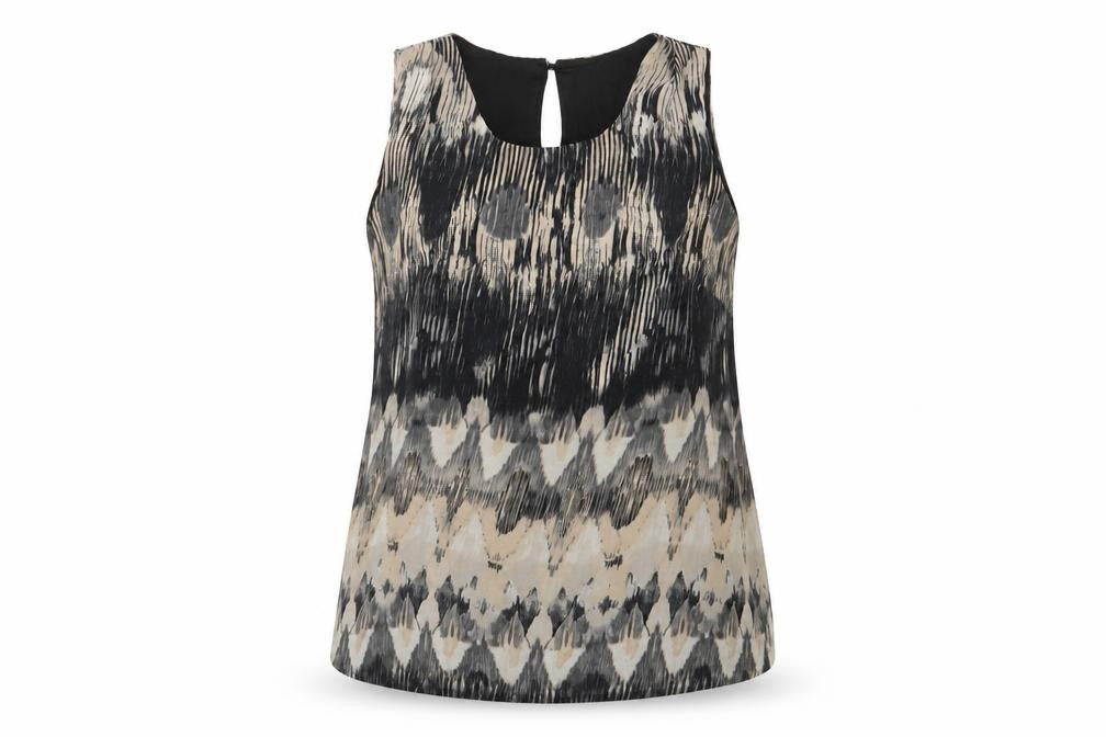 VERO MODA Womens Multicoloured Geometric Polyester Basic Tank Size S Scoop Neck