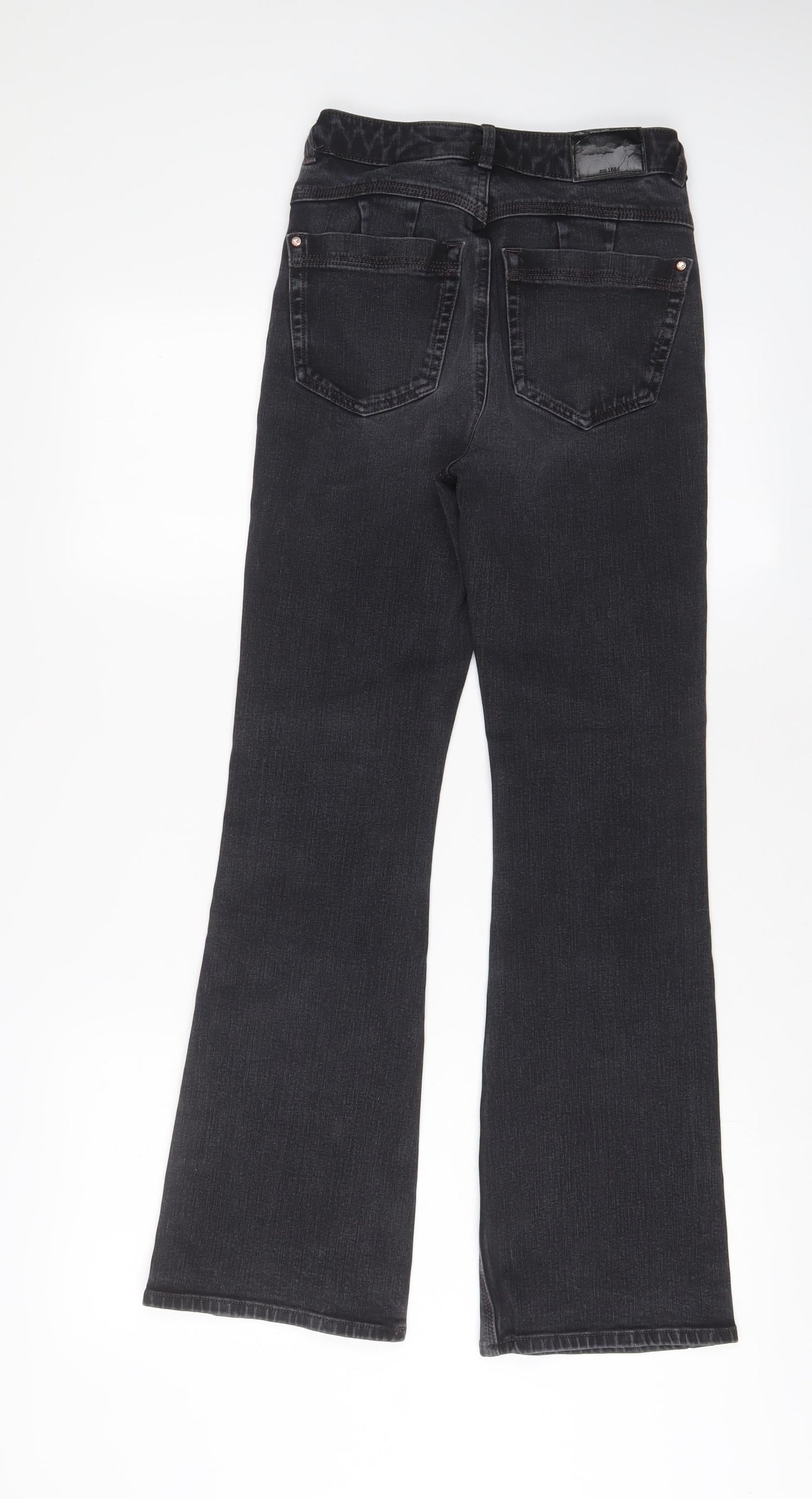 Marks and Spencer Womens Grey Cotton Flared Jeans Size 6 L28 in Slim Zip