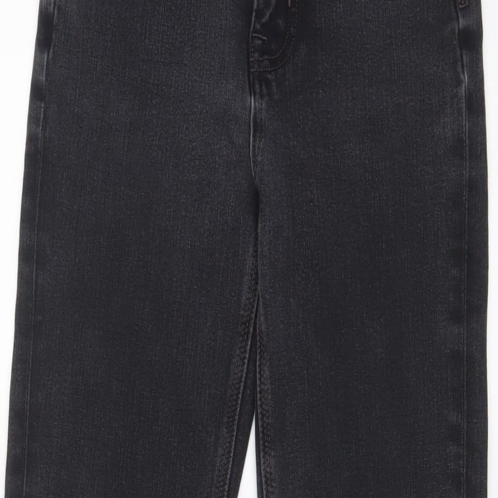 Marks and Spencer Womens Grey Cotton Flared Jeans Size 6 L28 in Slim Zip