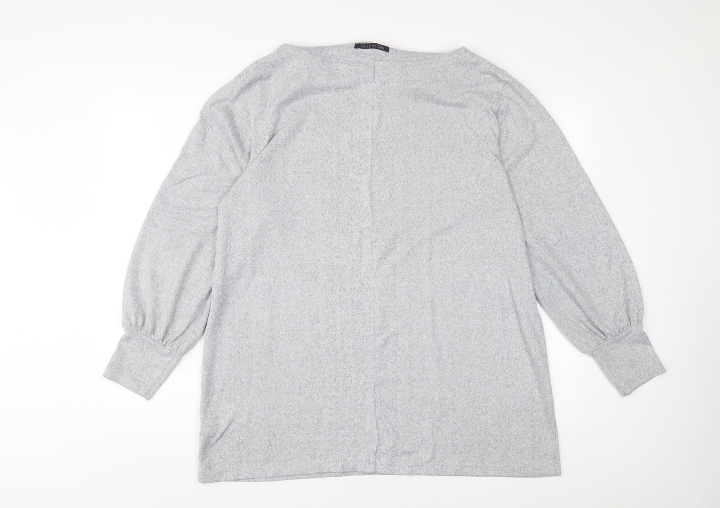Marks and Spencer Womens Grey Boat Neck Geometric Polyester Pullover Jumper Size 18
