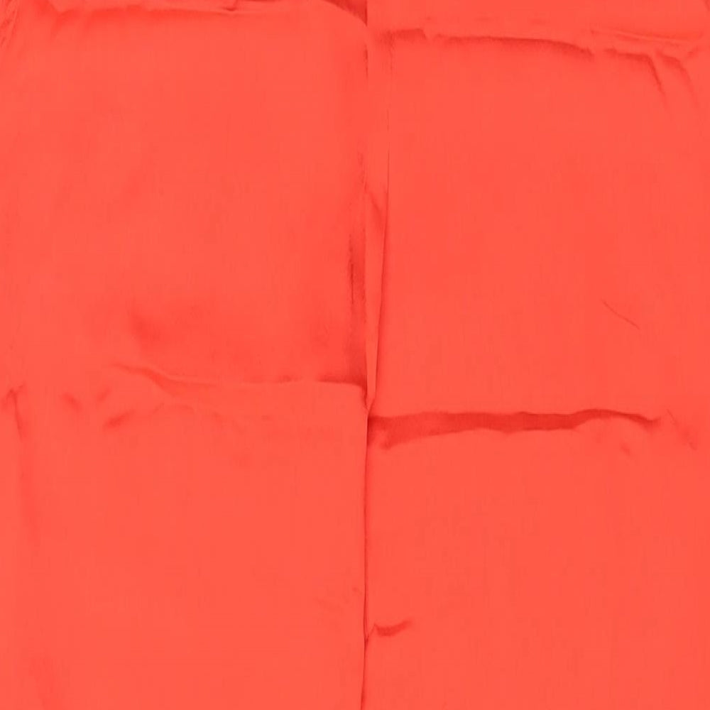 Zara Womens Orange Viscose Trousers Size XS L32 in Regular Zip