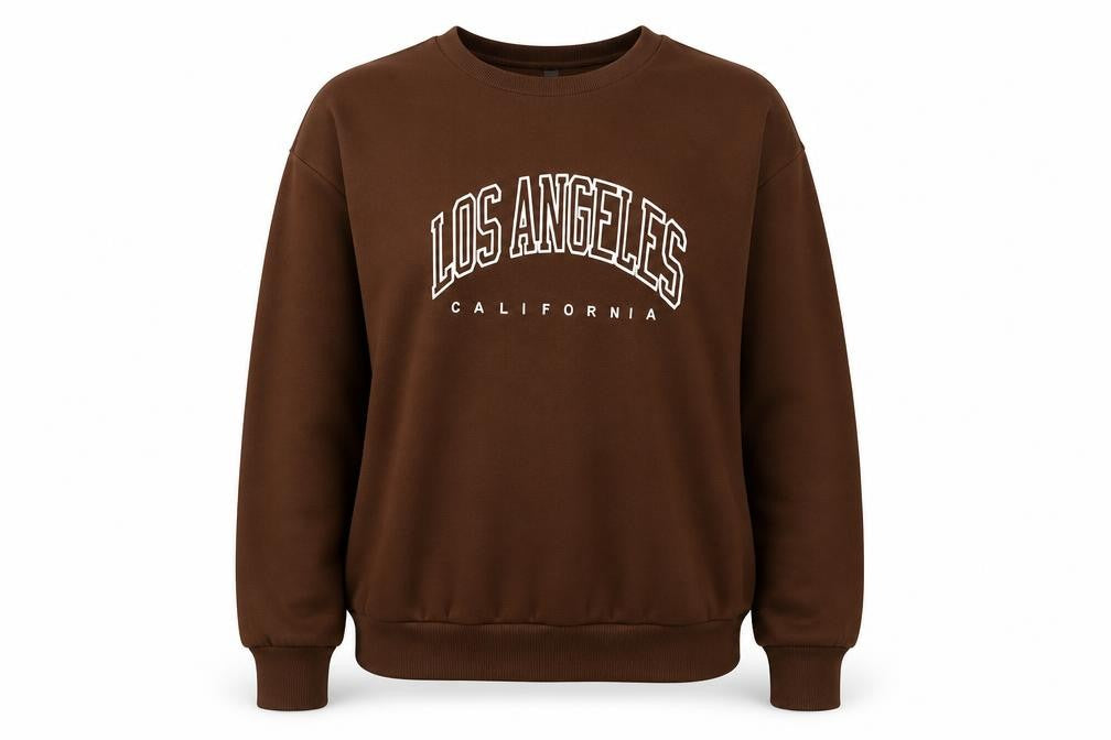 Los Angeles Womens Brown Polyester Pullover Sweatshirt Size XL Pullover