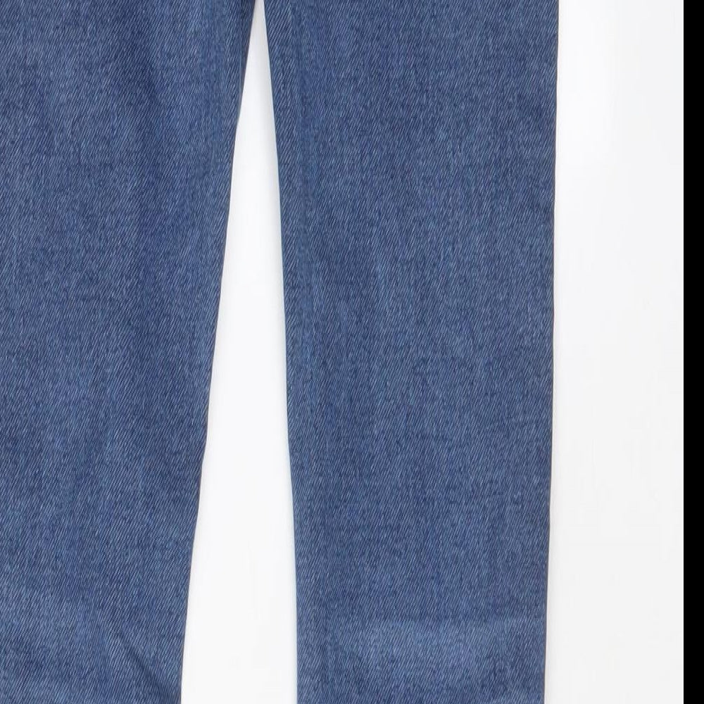 Brand and care label for TAPE A L'OEIL boys’ blue cotton tapered jeans, size 9, months, 22-inch leg regular drawstring
