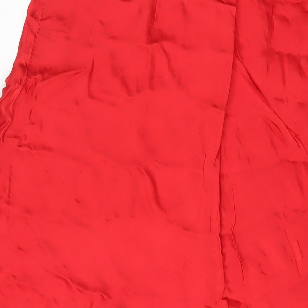 H&M Womens Red Viscose A-Line Skirt Size M