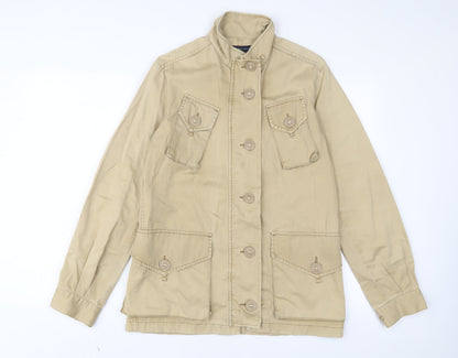 Additional front view of French Connection women’s beige jacket, size UK 8, zip