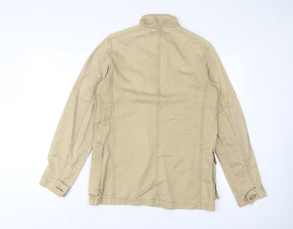 Back view of French Connection women’s beige jacket, size UK 8, zip