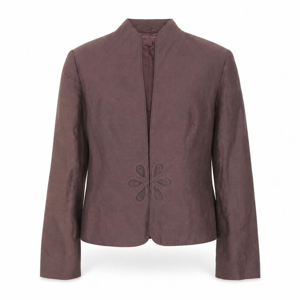 Monsoon Womens Brown Jacket Size 12 Hook & Eye - Embroidered