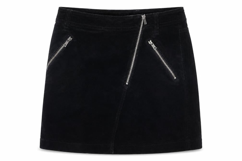 NEXT Womens Black Cotton A-Line Skirt Size 8 Zip - Zips