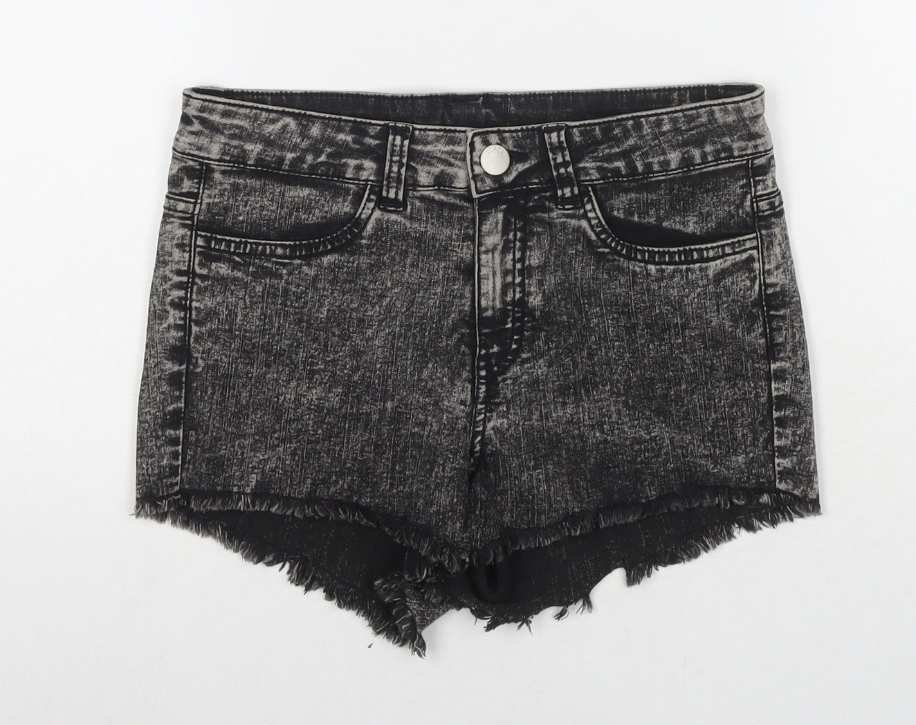 Divided by H&M Womens Grey Cotton Cut-Off Shorts Size 10 L3 in Regular Zip