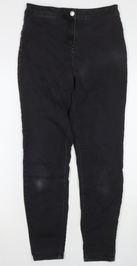 Papaya Womens Black Cotton Skinny Jeans Size 12 L27 in Regular Zip