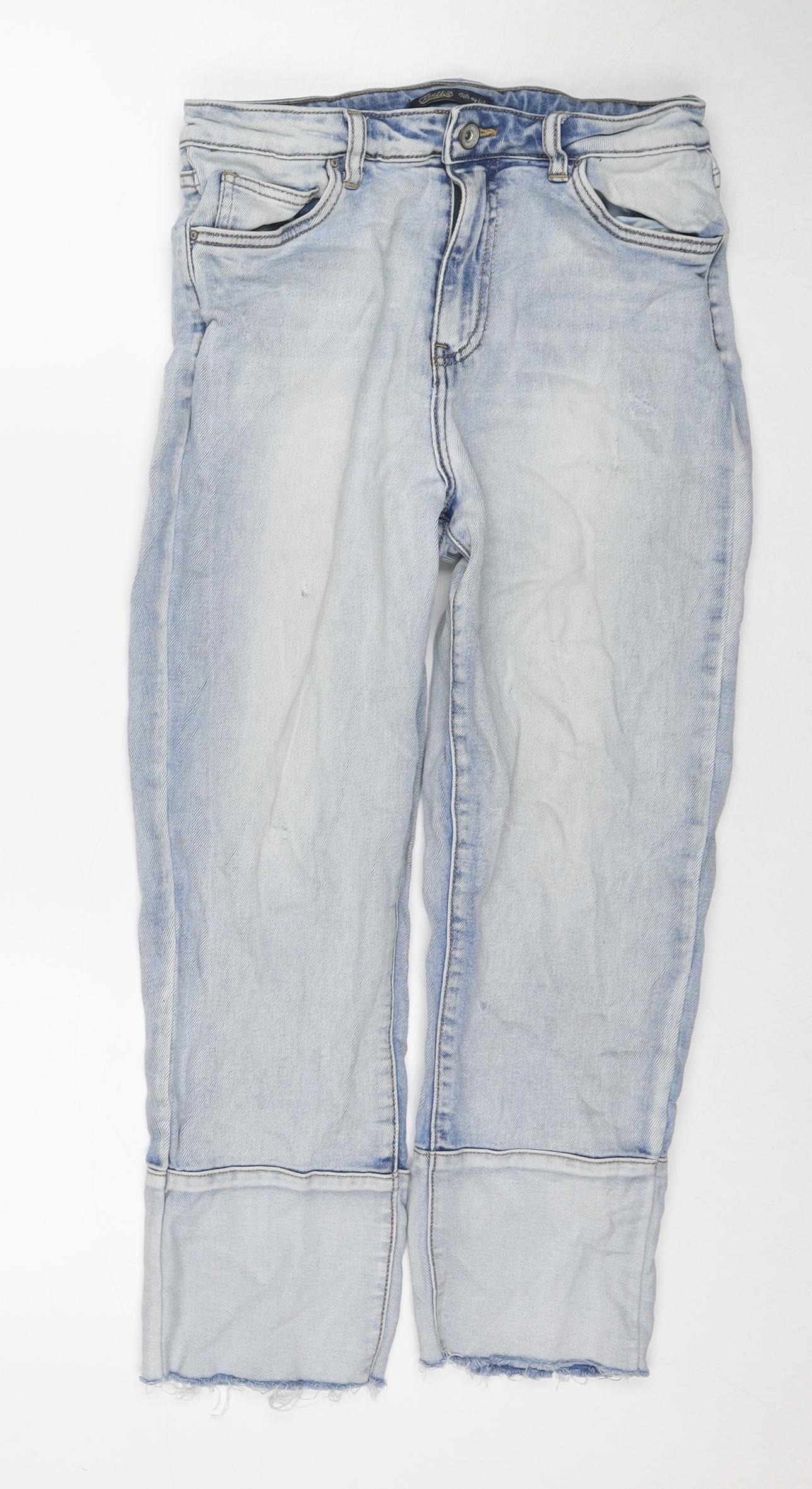 Toxik3 Womens Blue Cotton Cropped Jeans Size 10 L23 in Regular Zip