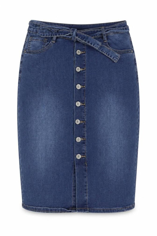 My Bestiny Womens Blue Cotton Straight & Pencil Skirt Size XL Button