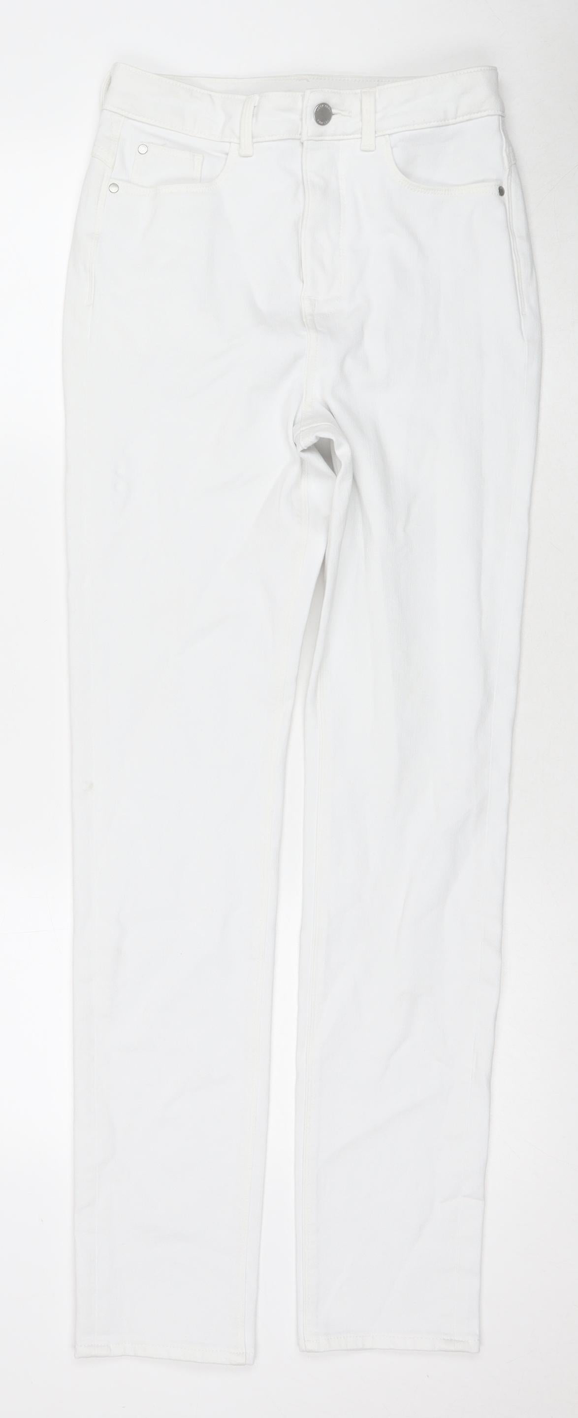 Marks and Spencer Womens White Cotton Skinny Jeans Size 8 L31 in Regular Zip