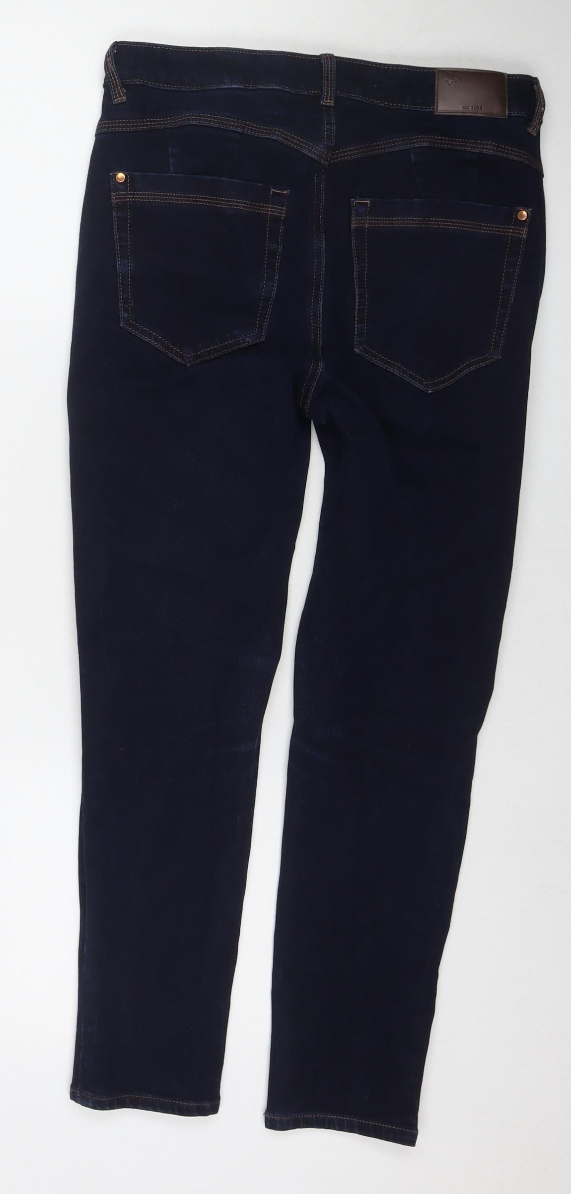 Marks and Spencer Womens Blue Cotton Skinny Jeans Size 12 L24 in Regular Zip