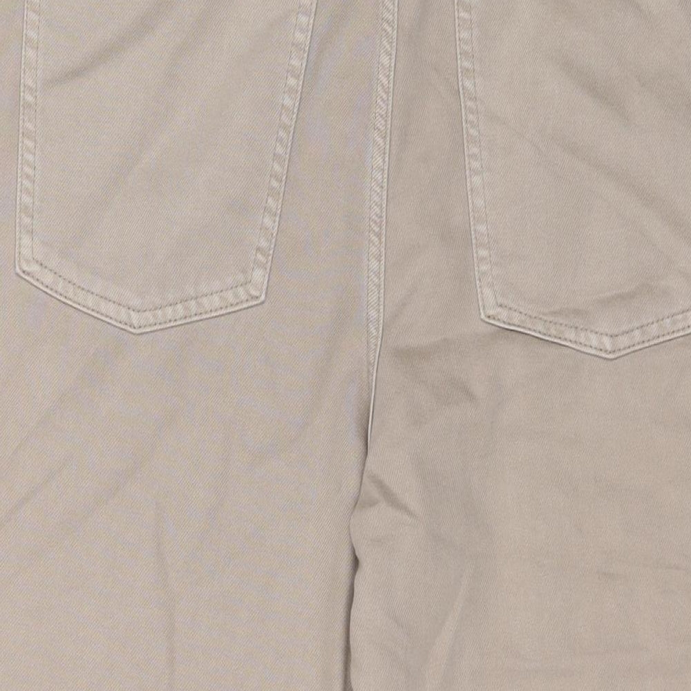 Marks and Spencer Womens Beige Cotton Wide-Leg Jeans Size 18 L21 in Regular Zip - Short